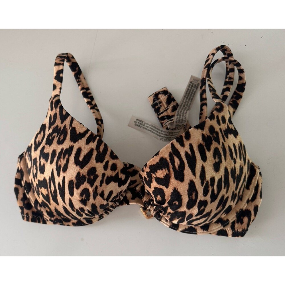 Victoria's Secret push-up bikini top in a leopard print. 32B